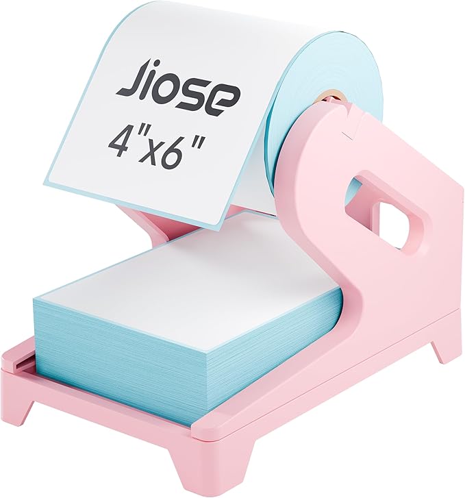 Jiose Label Holder for Thermal Printer - Compatible with 4x6 Rolls and Fan-Fold Thermal Labels - Shiping Label Holder (Pink)