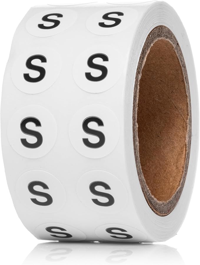 1000pcs Letter S Stickers, 0.5" Letter Sticker Dot Labels for Organization, Inventory, 1000/roll
