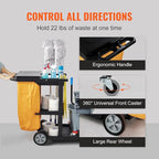 VEVOR Cleaning Cart, 3-Shelf Commercial Janitorial Cart, 200 lbs Capacity Plastic Housekeeping Cart, with 25 Gallon PVC Bag and Cover, 47 x 20 x 38.6in, Yellow&Black