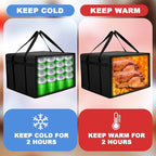 Maxcheck 2 Pcs Insulated Pizza Delivery Bag 24 x 24 x 14 Inch Pizza Warmer Bag Carrier Reusable Insulated Cooler Boxs Winter Food Delivery Carrier for Personal and Professional Use (Black)