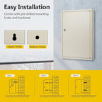 SHANTRA Key Box Cabinet, Wall Mount 64 Position Metal Locking Key Cabinet Organizer - Key Storage Box with Key Tags, Adjustable Lockbox for Keys, Secure Holder for Home, Hotels, and Valets - White