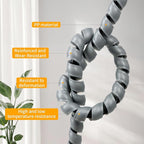 Spiral Wire Wrap, 9.84ft, 16.4ft, 33ft Spiral Cable Wrap Sleeve Hose for Computer, Power, Audio & Video Cords Stop Cord Tangle and Detangler (Grey, 10mm (3/8")-33ft)