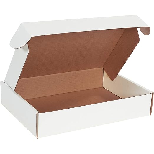 Box USA 15" Deluxe Shipping Boxes 15 1/8"L x 11 1/8"W x 3"H, 50-Pack - White Box Mailers for Packaging, Storage, Gifts or Bulk Business Orders