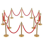 12Pcs Stainless Steel Stanchion Posts with 5ft Red Velvet Ropes - Crowd Control Barriers & Queue Line Kit with 26ft Red Carpet for Wedding, Party, Theater Supplies