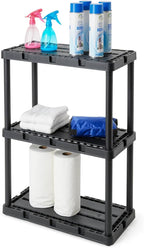 Gracious Living 3 Shelf Knect-A-Shelf Solid Light Duty Storage Unit 12 x 24 x 33 Organizer for Home, Garage, Basement & Laundry, Black