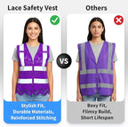 Lace-Mesh Safety Vest for Women & Men - Breathable, High Visibility Vest with Zipper & ANSI Class 2 Reflective Strips