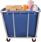 Laundry Cart Commercial/Home,10 Bushels Heavy Duty Large Stainless Steel Rolling Laundry Basket with Wheels，for Laundry/Toys/Sundries Organizer and Storage,260LBS Load