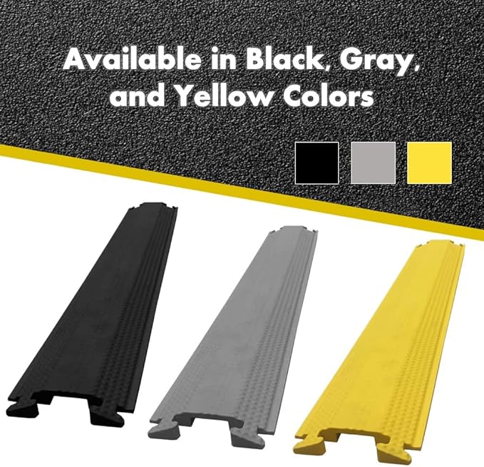 Kable Kontrol Drop Over Floor Cord Cover – 60” Inch Long 1 Channel Cable or Wire Protector – Rubber Ramp for Indoor and Outdoor Use – Black
