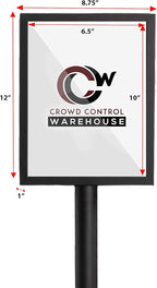 Crowd Control Warehouse Pedestal Standing Floor Sign Frame with Sloped Base, 8.5x11 Inch Vertical, Polished Brass