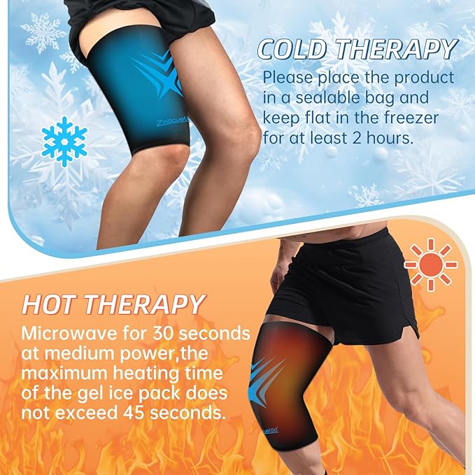 Knee Ice Pack Wrap Extended Ice Packs for Injuries Reusable Leg Freeze Compression Sleeves, Gel Cooling Knees Brace Cold Hot Packs Therapy Flexible for Pain Relief, Surgery Recovery, Meniscus