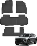 AUXKO All Weather Floor Mats Fit for 2024 2025 Chevrolet Chevy Traverse (Not for Limited) 8 Seat TPE Liner Accessories for Traverse 2024 2025 Odorless Anti-Slip Black