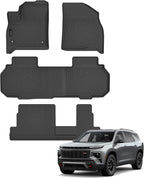 AUXKO All Weather Floor Mats Fit for 2024 2025 Chevrolet Chevy Traverse (Not for Limited) 8 Seat TPE Liner Accessories for Traverse 2024 2025 Odorless Anti-Slip Black