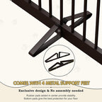 Freestanding Pet Gate with Door, Tall Dog Gate for House, Extra Wide, Pet Puppy Safety Fence, Support Feet Included, 120 Inch Wide, 6 Panels 32" Tall, Brown
