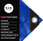 PROTARP Extreme Heavy Duty 22 Mil Tarp Cover, Waterproof, UV Resistant, Rip and Tear Proof, Poly Tarpaulin with Reinforced Edges for Roof, Camping, Patio, Pool, Boat. (Blue 30′ X 60′)