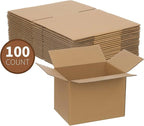 FARRAY 100 Pack 8x6x6 inches Shipping Boxes, Study Corrugated Small Cardboard Boxes for Mailing Packing, Brown