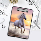 Clipboard with Storage,Office Supplies Nursing Clipboards Folder with Pen Holder Plastic Foldable Clip Board with Storage for Nurse Teacher,Sunset Horse