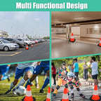 BESEA 12 Inch Traffic Cones, Safety Cones with 4" Reflective Collar, Lightweight & Durable PVC Road Cones for Parking, Sports Training, Construction, Driveway (6 Pack)