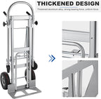 3in1 Aluminum Hand Truck,Convertible Hand Truck Dolly Large Size 1000 lb Capacity, Utility Cart Converts from Hand Truck to Platform Cart with 10" Hi Tech Rubber Wheels