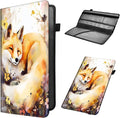 Car Registration and Insurance Holder, Leather Car Glove Box Organizer, Cool Car Accessories for ID, Driver's License Cards & Essential Document,business cards,Men&Women,Watercolor Foxs