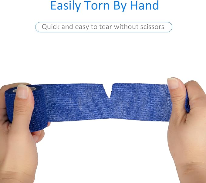 12Pcs 2”x 5 Yards Self Adhesive Bandage Wrap Elastic Bandage Wrap Self Adherent Cohesive Wrap Bandages for Wrist Ankle Vet Tape for Dogs Athletic Swelling Sprains Tape Grip Cover (Blue)