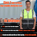 BeautyWill 10/20 Pack Custom Logo Safety Vest,Bulk High Visibility Class 2 Reflective Work Vests