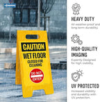 Caution Wet Floor Closed for Cleaning Do Not Enter Sidewalk Sign Kit, 10x16 Inches, with A Frame Stand, Made in USA