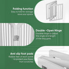 Dog Gate, Bamboo Freestanding Dog Gates for Doorways, Foldable Dog Gate Indoor, Pet Gates for Doorways Bedroom, Puppy Gate with Metal Support Feet, Room Divider 3 Panels (White)