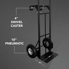 Olympia Tools 800 Lb Steel Convertible Hand Truck with 10" Pneumatic Wheels for Home and Office Use