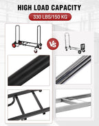 RedSwing Folding Multi-Utility Dolly Cart, Heavy Duty 8-in-1 Convertible Cart Adjustable Hand Truck/Platform Cart with R-Trac Wheels, 38" to 48" Telescoping Frame, 330lbs Load Capacity