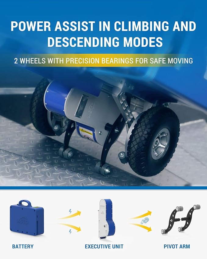 ZW7250GC Electric Stair Climber, 550lb Load Capacity Heavy Duty Stair Climbing Cart Aluminum Powered Stair Climbing Hand Truck with Foldable Handle Solid Wheel Brake System