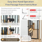Lumizone Extra Tall Cat Gate 61.02" High Pressure Mounted Extra Wide 2025 New (17 Sizes) 1.37" Gap No Drilling Auto-Close One-Handed Operation Tall Pet Gate for Dogs(Black, 61.02" H x 50.98"-55.11" W)