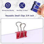 Ufmarine 60 Pcs Small Binder Clips 3/4 inch, Colored Small Paper Clips for Office, Standard Size