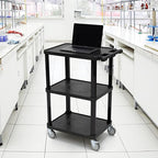Pearington 3-Tier Compact Multi-Purpose Plastic Utility Cart with Lockable Wheels up to 300LBS, Black