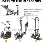 Heavy Duty Stair Climbing Hand Truck Dolly Cart, Portable and Foldable Three-Wheel Dolly