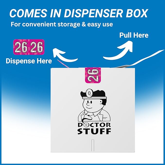 2026 Year Stickers, Doctor Stuff 2026 Chart Stickers, Holographic Fuchsia Colored, USA Made Year Labels for End Tab File Folders, 500 Labels per Roll, 1 Roll, 3/4" x 1-1/2"