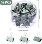 Temiary Aesthetic Binder Clips, 48 Pcs 0.98 Inches Small Metal Binder Clip with Clear Storage Container, Binding Paperwork Clamps for School Teachers Office Supplies (Green)