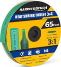 haisstronica 3:1 Heat Shrink Tubing, Shrink Ratio Adhesive Lined Marine Grade Heat Shrink Tube for Home, Automotive and Industrial (Green) 65FT 3/4inch