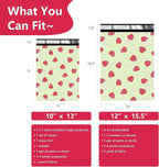 Poly Mailers 12x15.5 Inch 50 Pcs - Strawberries printed Shipping Bags, 2.4mil Thickness, Waterproof and Tear Resistant Mailing Envelopes, Self-Sealing Packaging Bags for Small Business