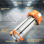 250W LED Temporary Work Light 37500Lm 5000K Construction Lights Led Work Light IP65 Dust Waterproof Portable Lights with Stainless Steel Guard Hook for Mine Wharf Job Site Garage Factory Lighting