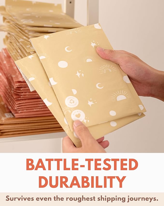 Paper Bubble Mailers 6x9-25 Pack Biodegradable Shipping Bags for Stationery and Small Accessories - Impack Self-Seal Eco Friendly Thick Mailing Envelope for Small Items - Celestial Tan