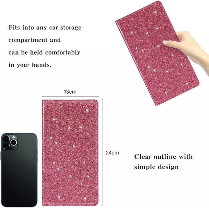 2Pack Leather Car Registration and Insurance Card Holder, Car Document Holder for Cards License with Magnetic Shut (Glitter Purple)