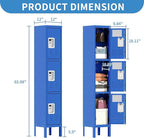 3 Doors Locker for Employees, Metal Locker Storage Cabinet for Home Office School Gym, Lockable, Require Assembly(Blue)