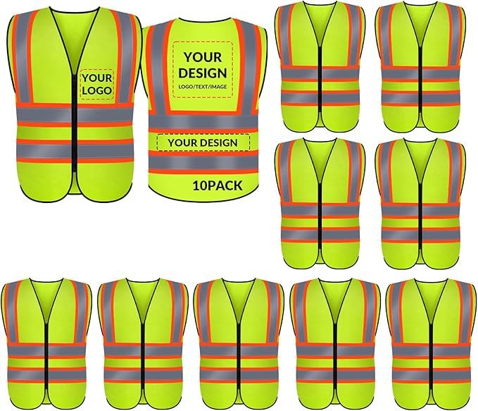 BeautyWill Custom Safety Vest Logo Class 2 High Visibility Reflevtive Vest Outdoor Protective Workwear