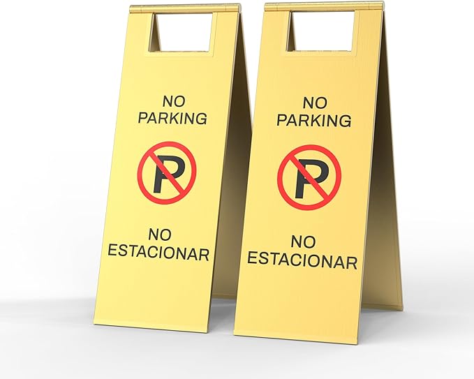 2-Pack No Parking Sign, stainless steel,24 Inch Height, Double Sided A-Shaped Frame No Parking Sign, Folding No Parking Signs for Outside, Lawn, Driveway, Garage, Yard, Fire Lane