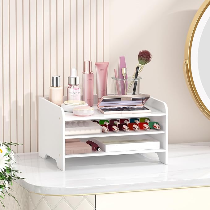 Bamboo Desk Organizer Mail Holder Countertop Letter Tray File Organizer for Desk Letter Sorter Paper File Storage for School Home Office Supplies