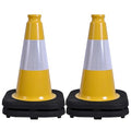 OrangeStar 4-Pack 12" Traffic Cones, Weighted Safety Cones with Reflective Collar for Driving Practice, Sports Training, Parking Lots & Construction, Indoor & Outdoor Use, Yellow