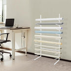 Wall Mount Art Print Blueprint Holder, 9-Tier Blueprint Holder, 20.87'' x 11.02'' x 44.09'' Blueprint Storage Rack for Working with Blueprints and Rolled Documents (White)