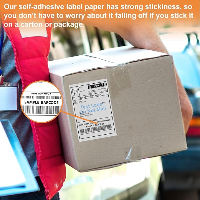 FungLam 4"x6" Direct Thermal Shipping Labels, Perforated and Strong Adhesive Thermal Label, Fanfold 4"x6" Mailing Labels for Munbyn, Rollo, Polono Direct Thermal Printers, 1000 Labels