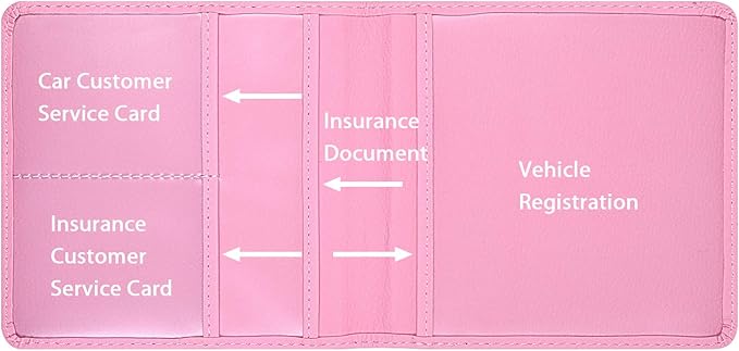Wisdompro Small Car Registration and Insurance Documents Holder - Premium PU Leather Vehicle Glove Box Paperwork Wallet Case Organizer for ID, Driver's License, Key Contact Information Cards