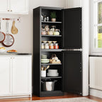 2 Door Metal Locker Cabinet, 19.7’’W Narrow Vertical Steel Storage Cabinet with Locking Door and 4 Adjustable Shelves, Garage Tool File Cabinets for Office, Kitchen, Bathroom, Black